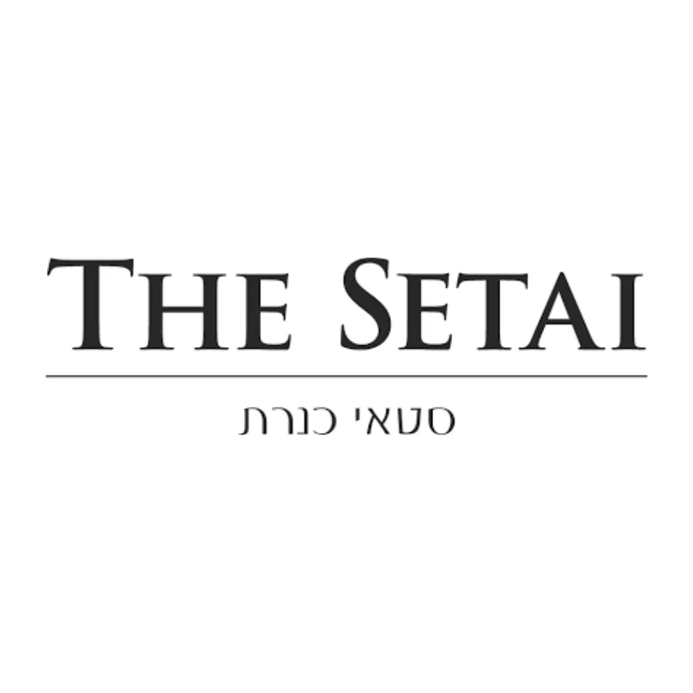 לוגו של "הסטאי" עם טקסט בעברית ואנגלית, מסמל עיצוב יוקרתי ואדריכלות מודרנית.