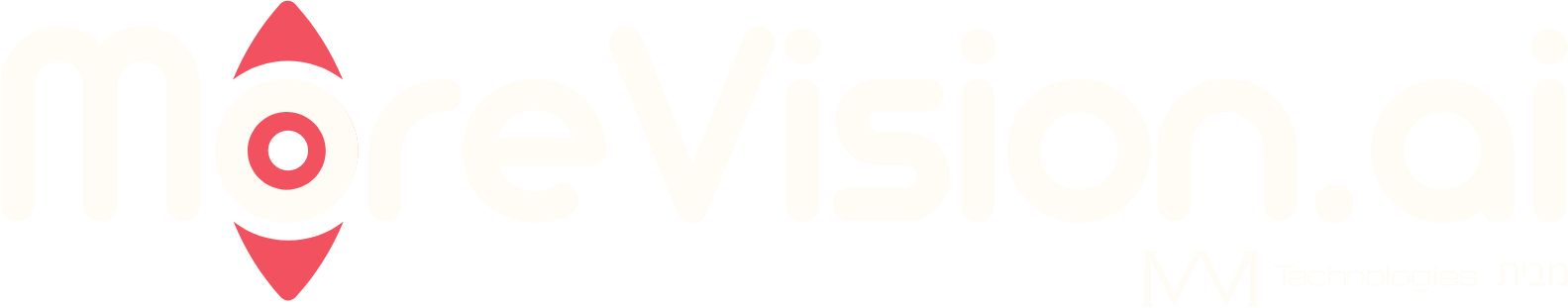לוגו של MoreVision.ai על רקע לבן, משדר חדשנות בתחום הטכנולוגיה והעיצוב.